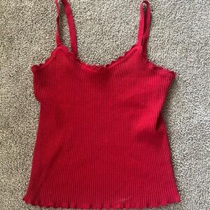 Red Ribbed Camisole Top